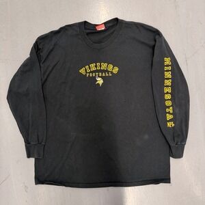NFL Minnesota Vikings Long Sleeve T-Shirt Black Gold Graphic Mens XL